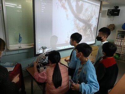 學生實際操作顯微鏡觀察
